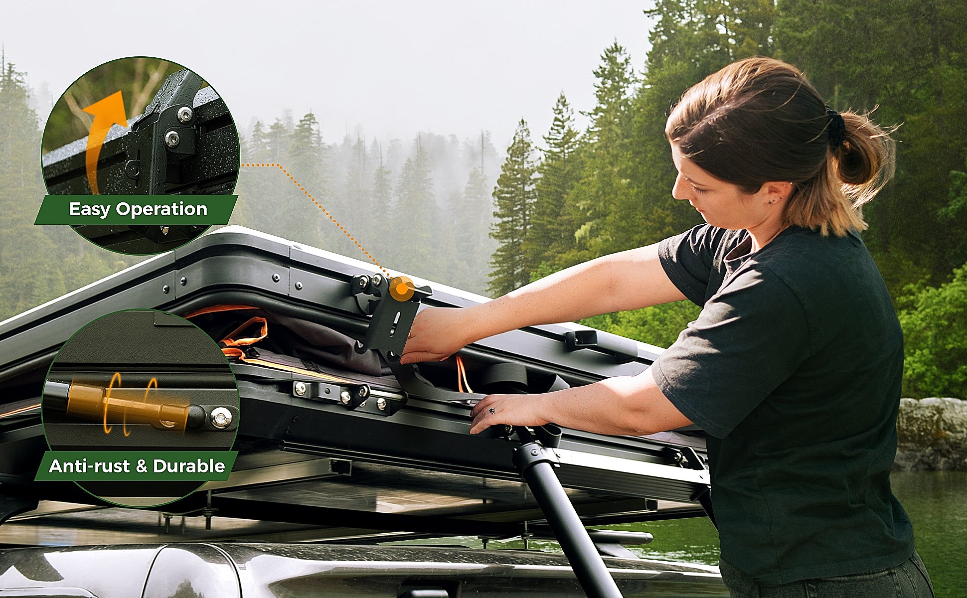 Galahan Triangle Aluminium Hard Shell Grey Rooftop Tent – Durable Camping Roof Tent - Image 15